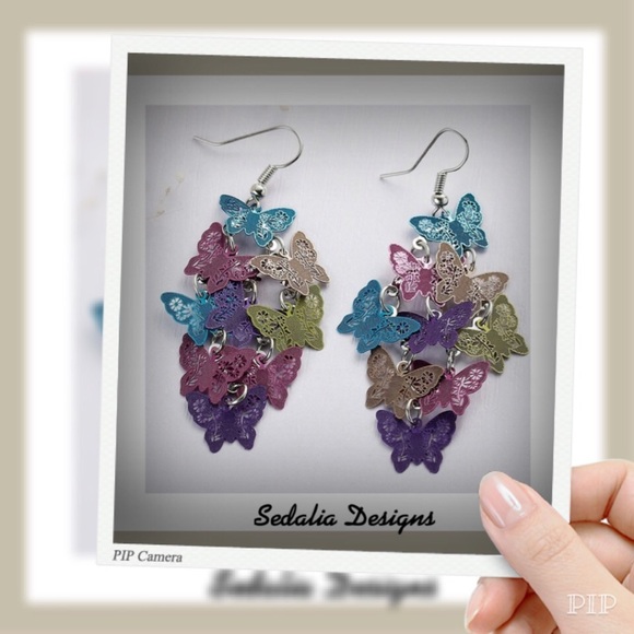 Multi-Colored Butterfly Earrings - Picture 1 of 2